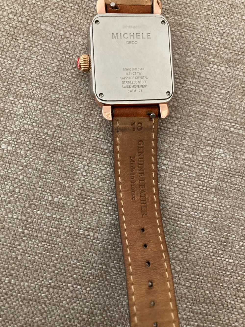 Michele Deco Madison Rose Gold-Tone Diamond Accent Square Watch - Picture 5 of 8
